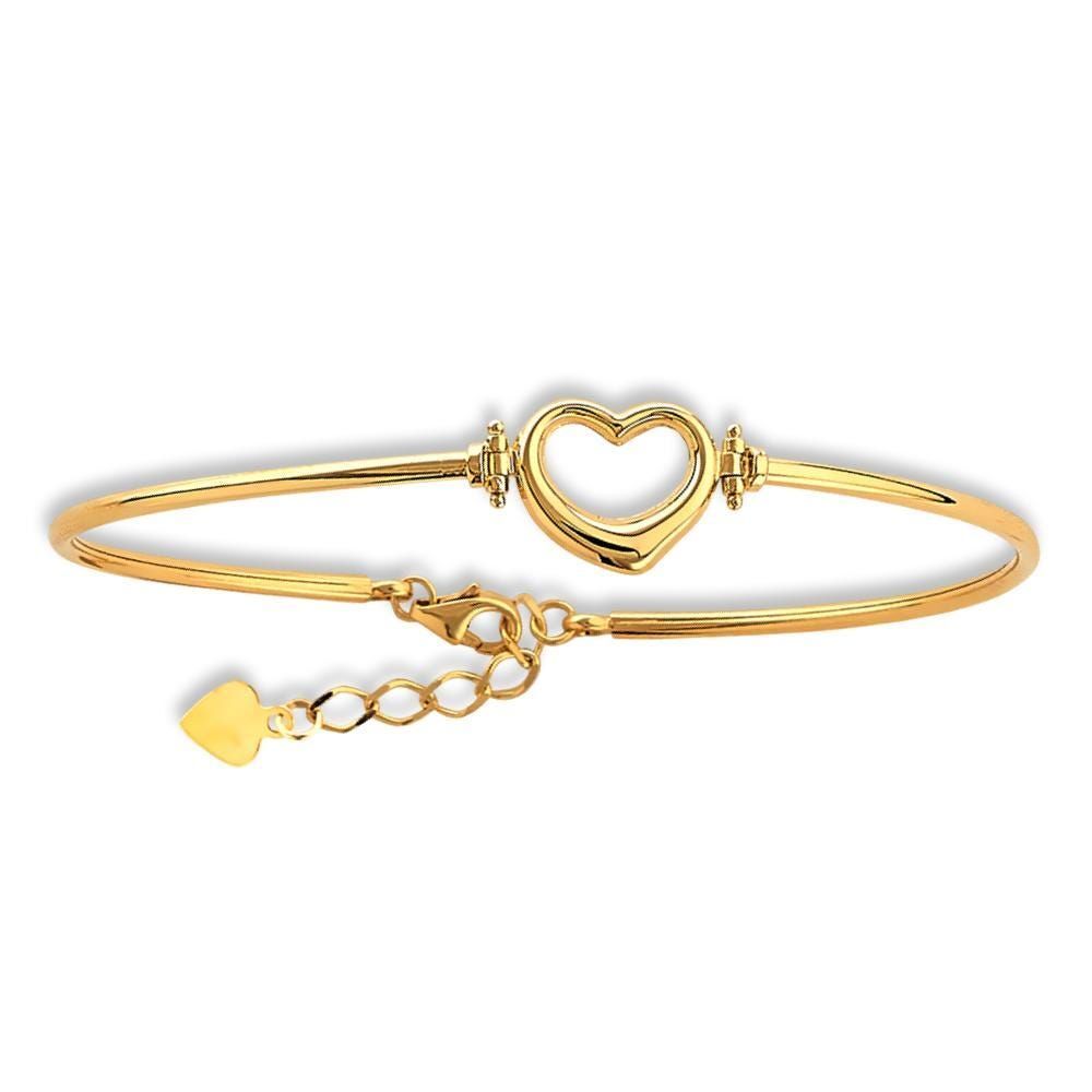 14K Gold Heart Bangle Bracelet | Dainty Fine Jewelry for Her By Tehrani Jewelry